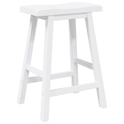 Bancos de bar 2 pcs madeira de seringueira maciça branco