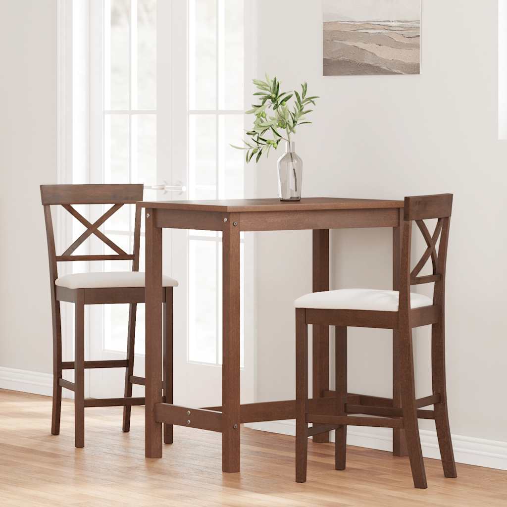 Bancos de bar com almofadões 2pcs madeira de seringueira maciça