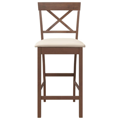 Bancos de bar com almofadões 2pcs madeira de seringueira maciça