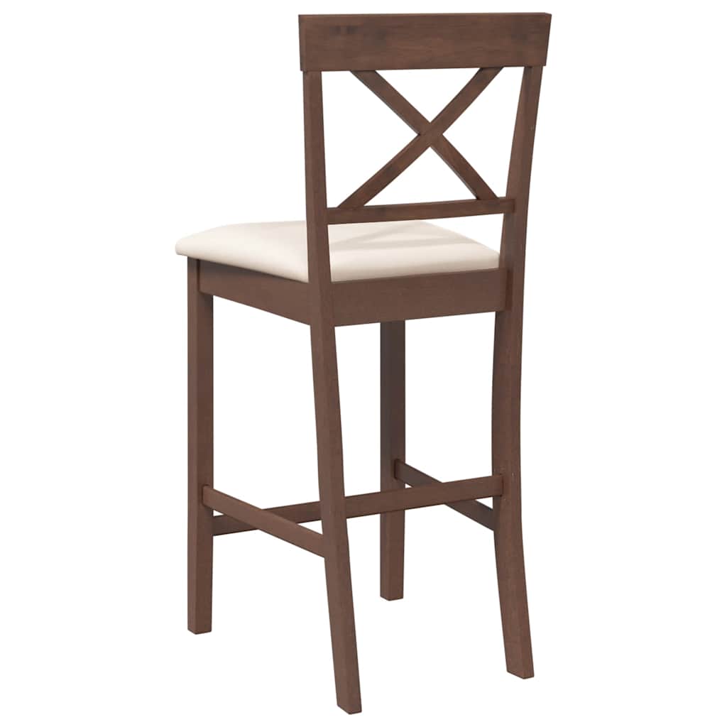 Bancos de bar com almofadões 2pcs madeira de seringueira maciça