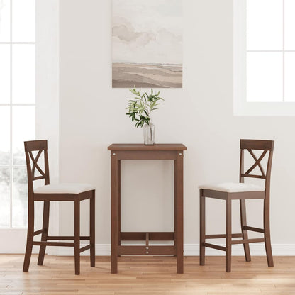 Bancos de bar com almofadões 2pcs madeira de seringueira maciça