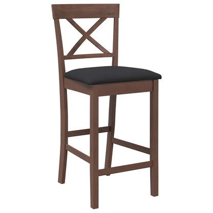 Bancos de bar com almofadões 2pcs madeira de seringueira maciça