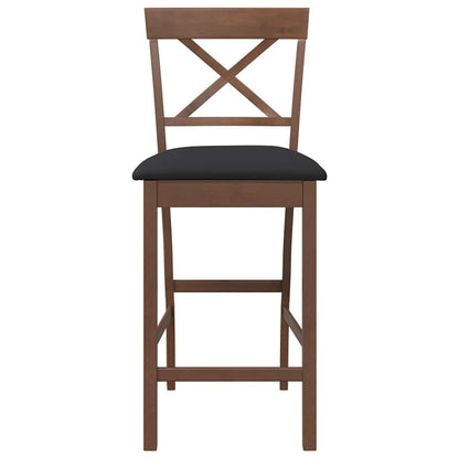 Bancos de bar com almofadões 2pcs madeira de seringueira maciça