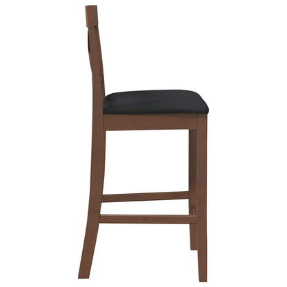 Bancos de bar com almofadões 2pcs madeira de seringueira maciça