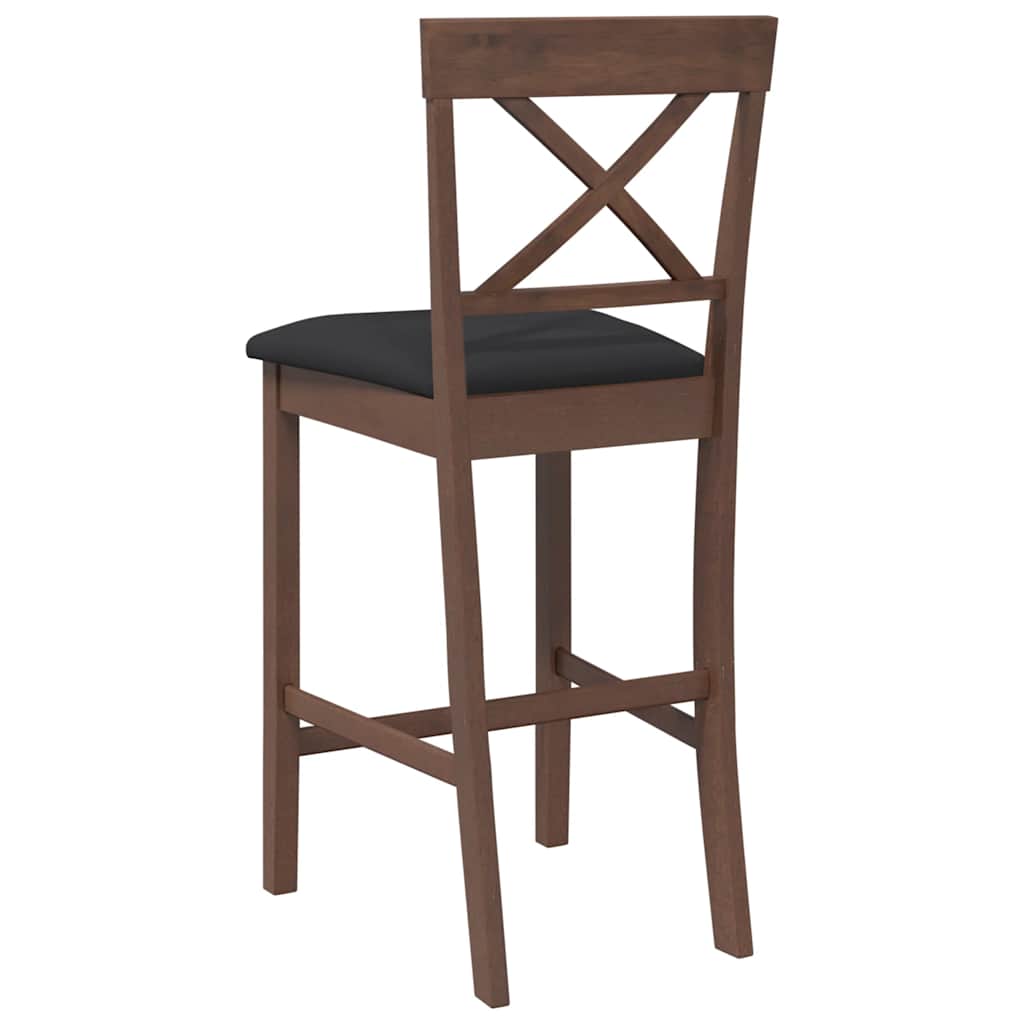 Bancos de bar com almofadões 2pcs madeira de seringueira maciça