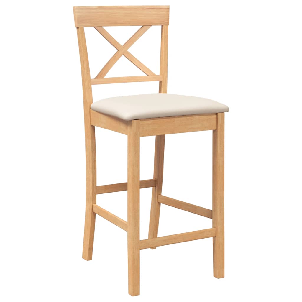 Bancos de bar com almofadões 2pcs madeira de seringueira maciça