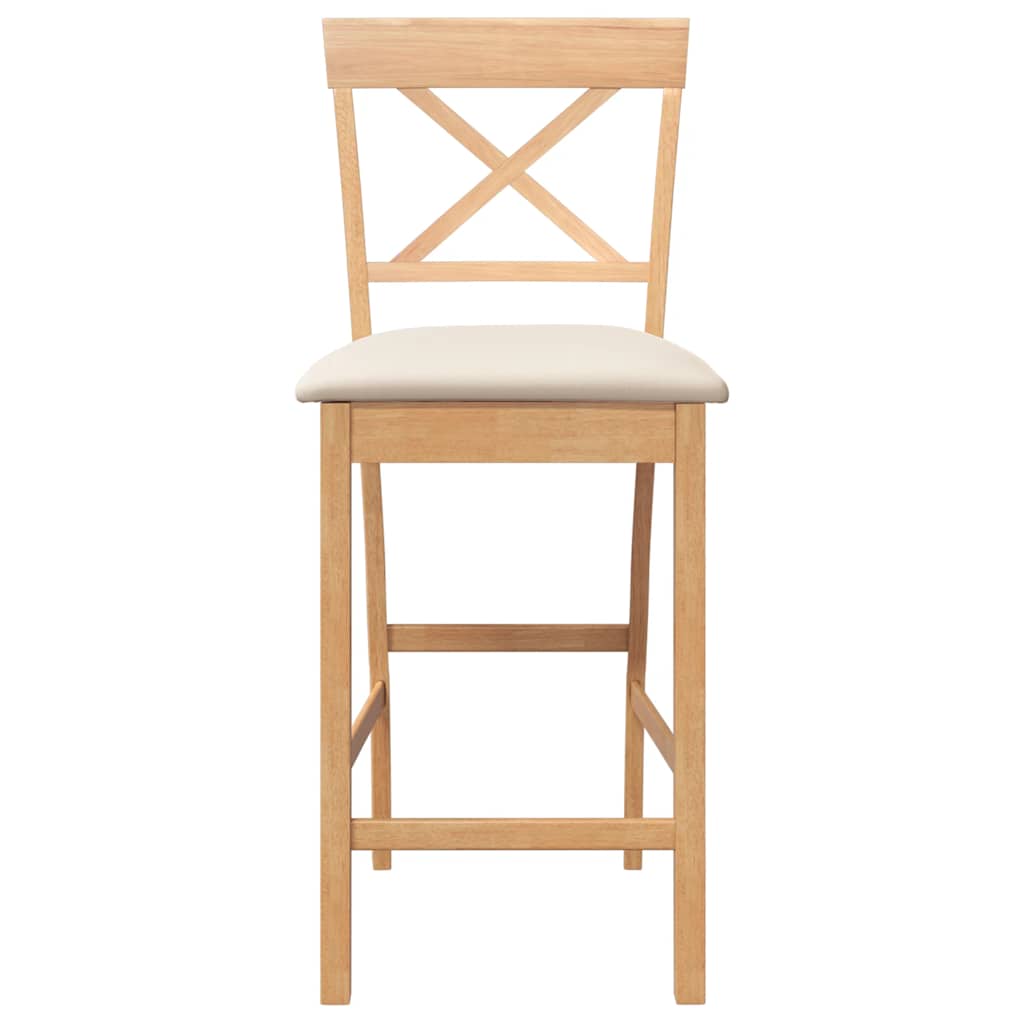 Bancos de bar com almofadões 2pcs madeira de seringueira maciça