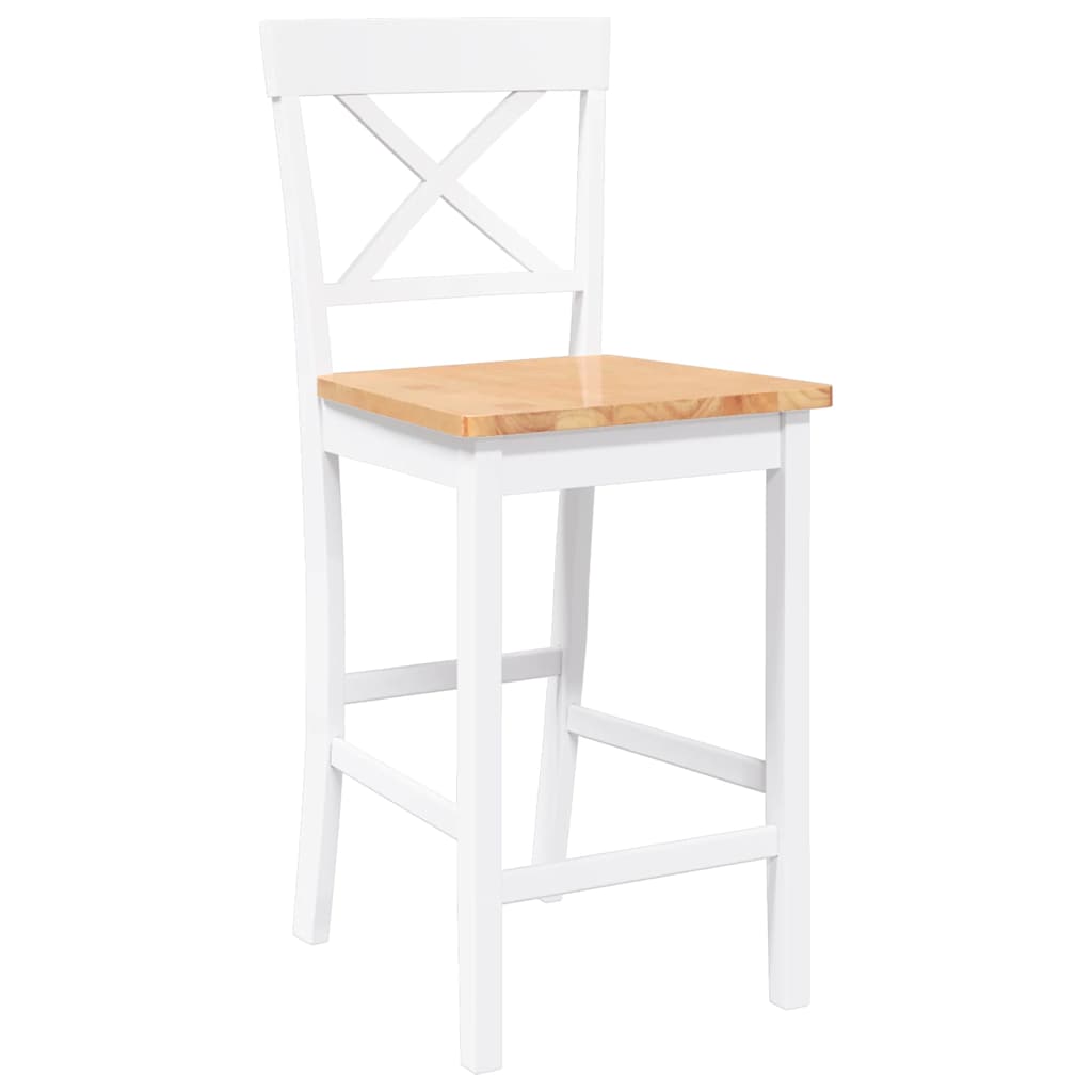 Bancos de bar 2 pcs madeira de seringueira maciça branco