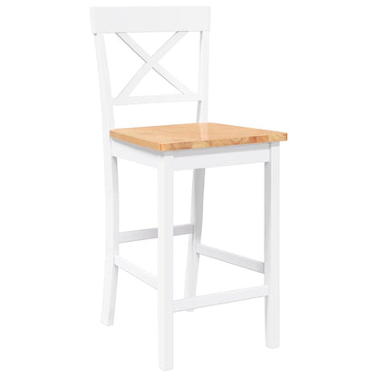 Bancos de bar 2 pcs madeira de seringueira maciça branco