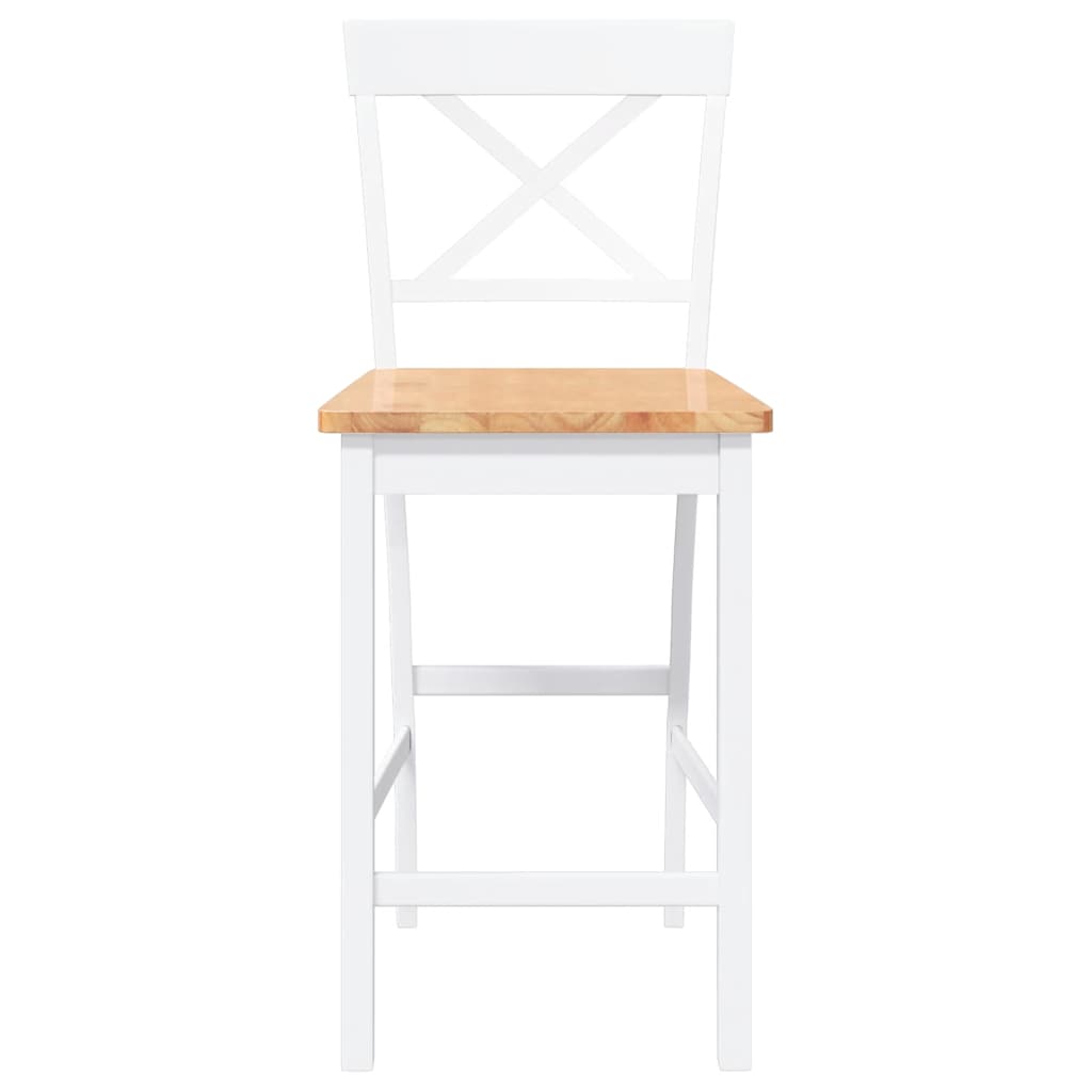 Bancos de bar 2 pcs madeira de seringueira maciça branco