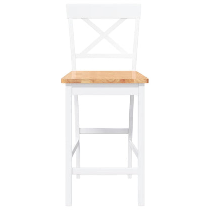 Bancos de bar 2 pcs madeira de seringueira maciça branco