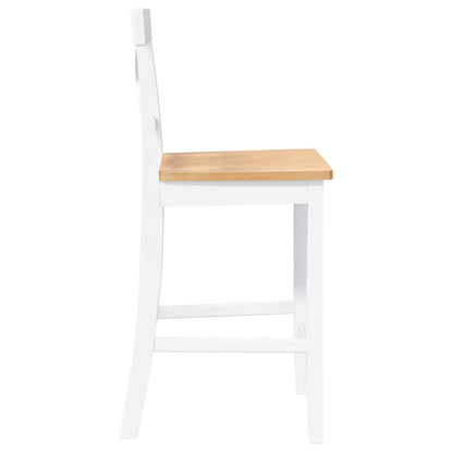Bancos de bar 2 pcs madeira de seringueira maciça branco