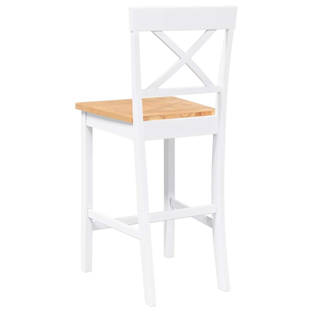 Bancos de bar 2 pcs madeira de seringueira maciça branco
