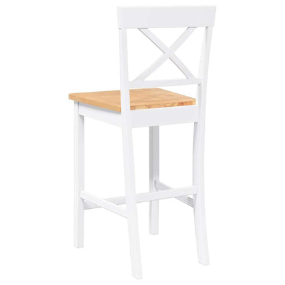 Bancos de bar 2 pcs madeira de seringueira maciça branco