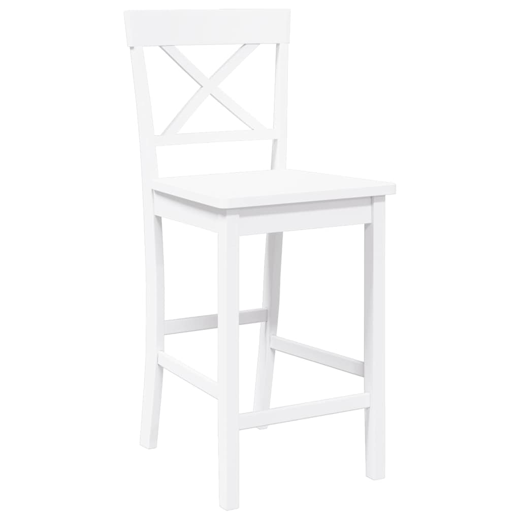 Bancos de bar 2 pcs madeira de seringueira maciça branco