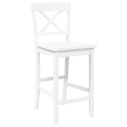 Bancos de bar 2 pcs madeira de seringueira maciça branco