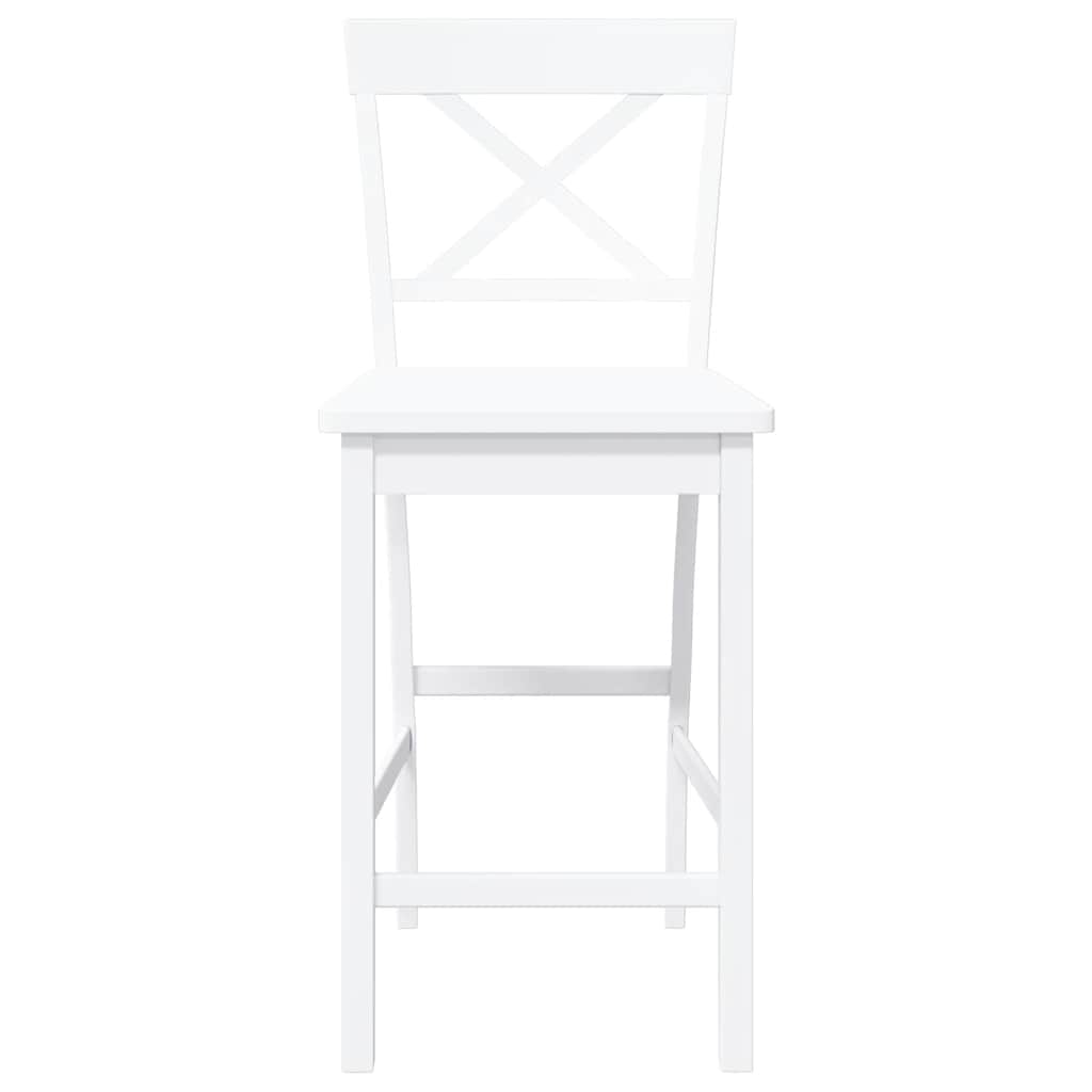 Bancos de bar 2 pcs madeira de seringueira maciça branco