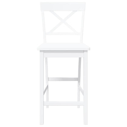 Bancos de bar 2 pcs madeira de seringueira maciça branco