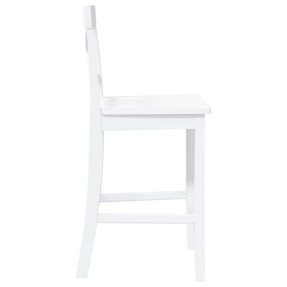 Bancos de bar 2 pcs madeira de seringueira maciça branco