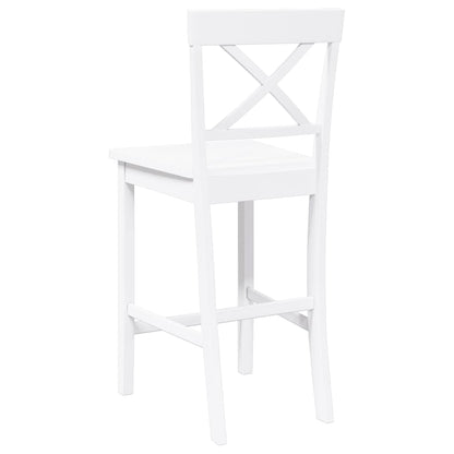 Bancos de bar 2 pcs madeira de seringueira maciça branco