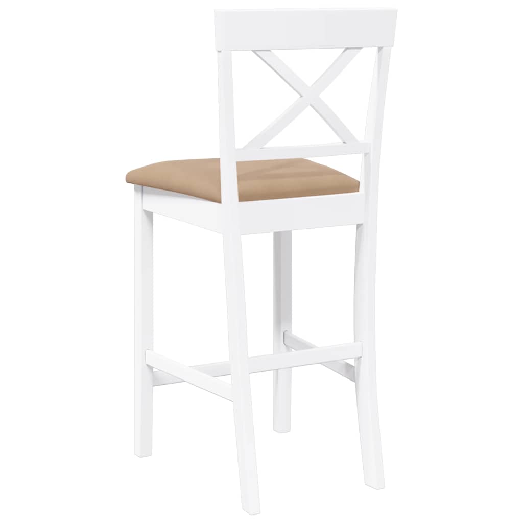 Bancos de bar com almofadões 2pcs madeira de seringueira maciça