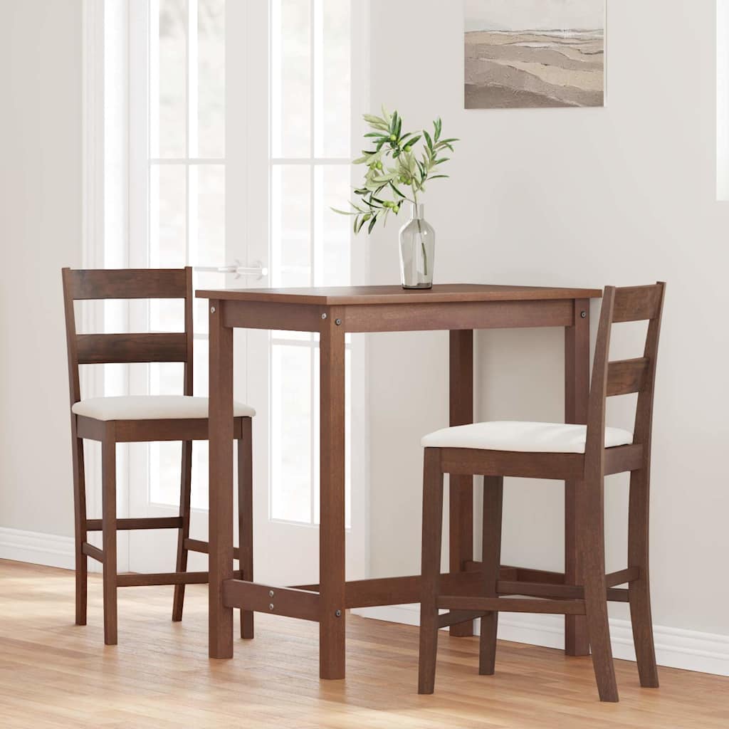 Bancos de bar com almofadões 2pcs madeira de seringueira maciça