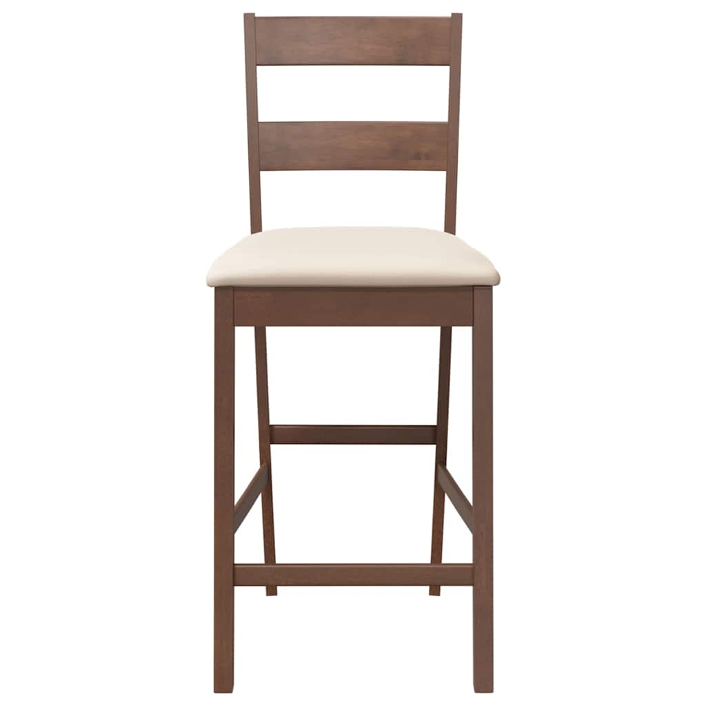 Bancos de bar com almofadões 2pcs madeira de seringueira maciça