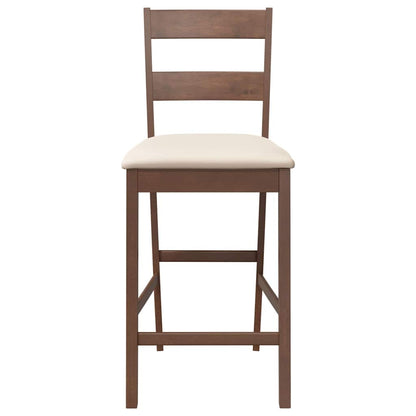 Bancos de bar com almofadões 2pcs madeira de seringueira maciça