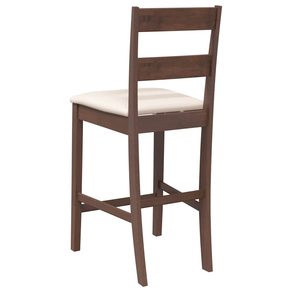 Bancos de bar com almofadões 2pcs madeira de seringueira maciça