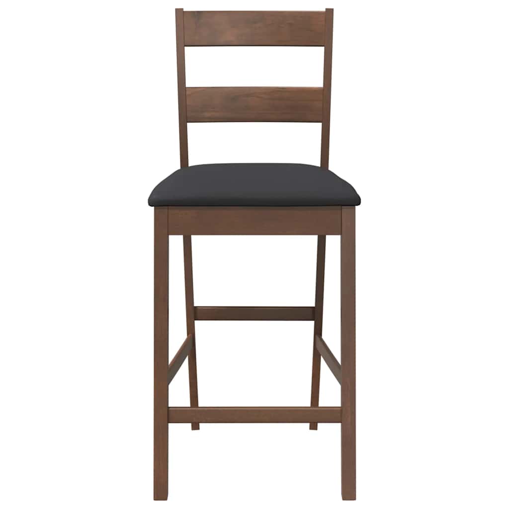 Bancos de bar com almofadões 2pcs madeira de seringueira maciça