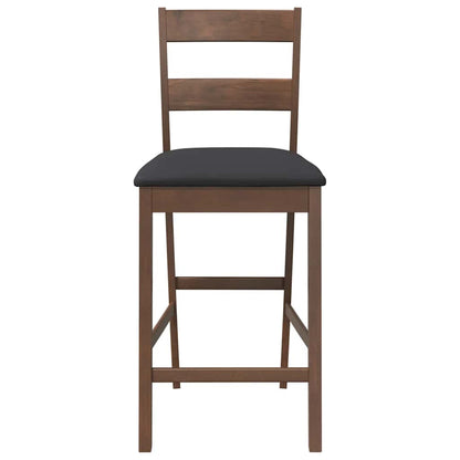 Bancos de bar com almofadões 2pcs madeira de seringueira maciça