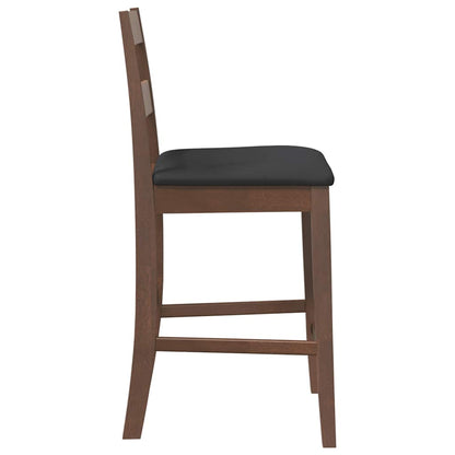 Bancos de bar com almofadões 2pcs madeira de seringueira maciça