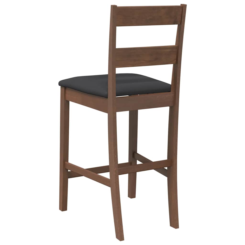 Bancos de bar com almofadões 2pcs madeira de seringueira maciça
