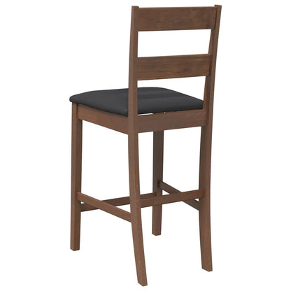 Bancos de bar com almofadões 2pcs madeira de seringueira maciça