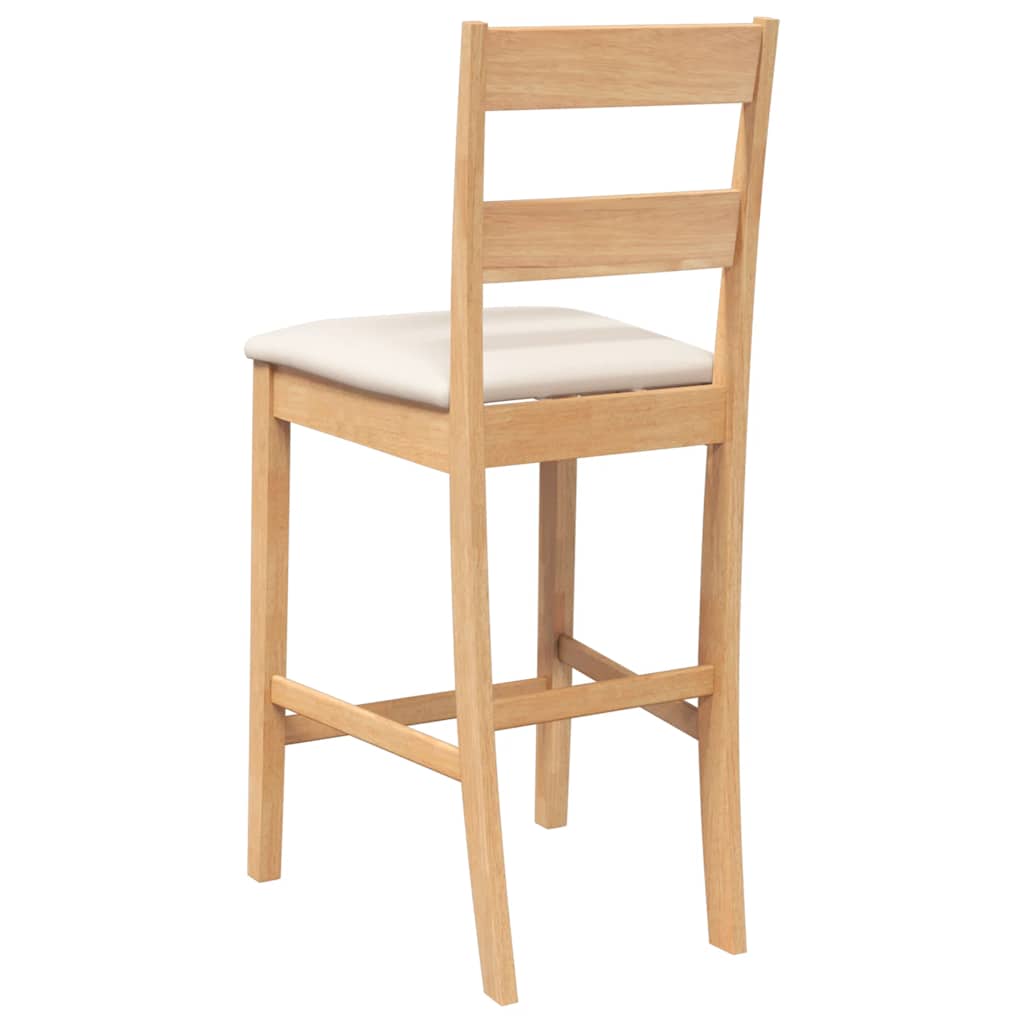 Bancos de bar com almofadões 2pcs madeira de seringueira maciça