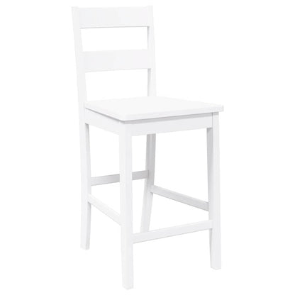 Bancos de bar 2 pcs madeira de seringueira maciça branco