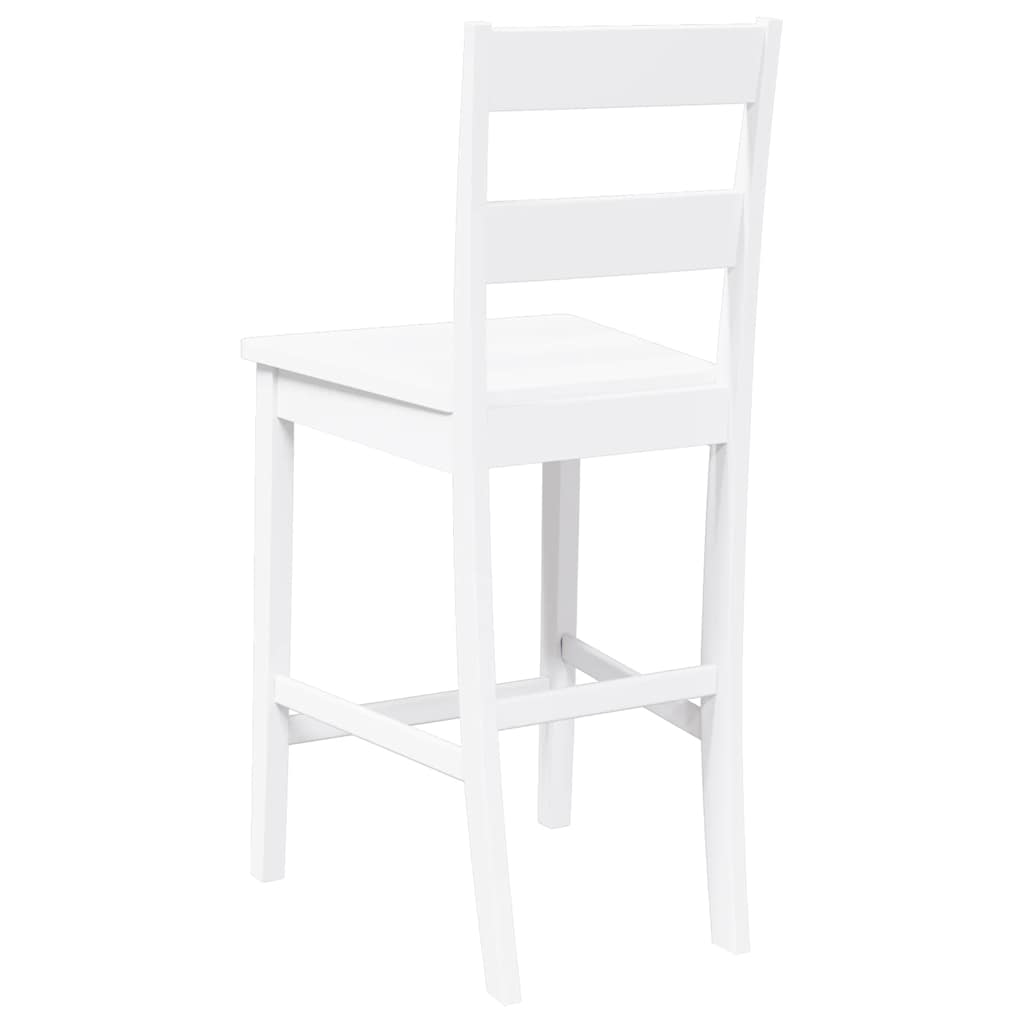 Bancos de bar 2 pcs madeira de seringueira maciça branco