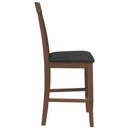 Bancos de bar com almofadões 2pcs madeira de seringueira maciça