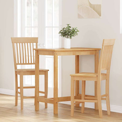 Bancos de bar 2pcs natural madeira de seringueira maciça