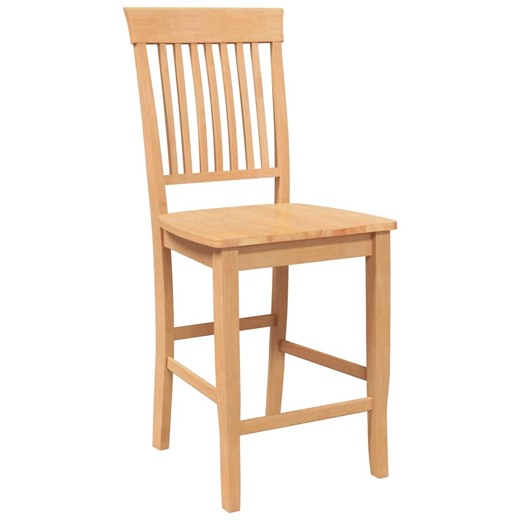 Bancos de bar 2pcs natural madeira de seringueira maciça