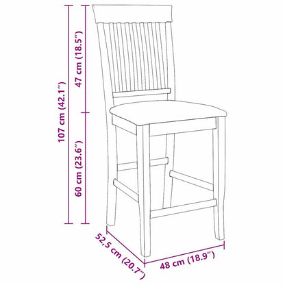 Bancos de bar 2pcs natural madeira de seringueira maciça