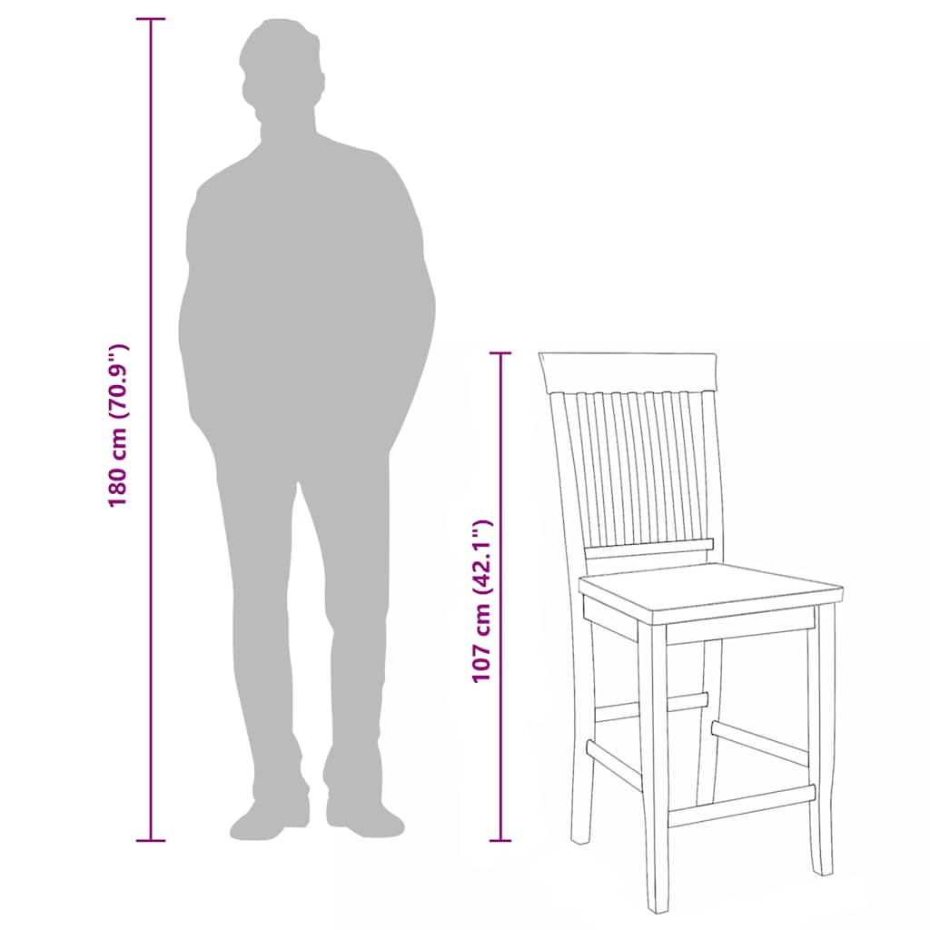 Bancos de bar 2pcs natural madeira de seringueira maciça