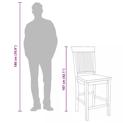 Bancos de bar 2pcs natural madeira de seringueira maciça