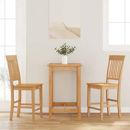 Bancos de bar 2pcs natural madeira de seringueira maciça