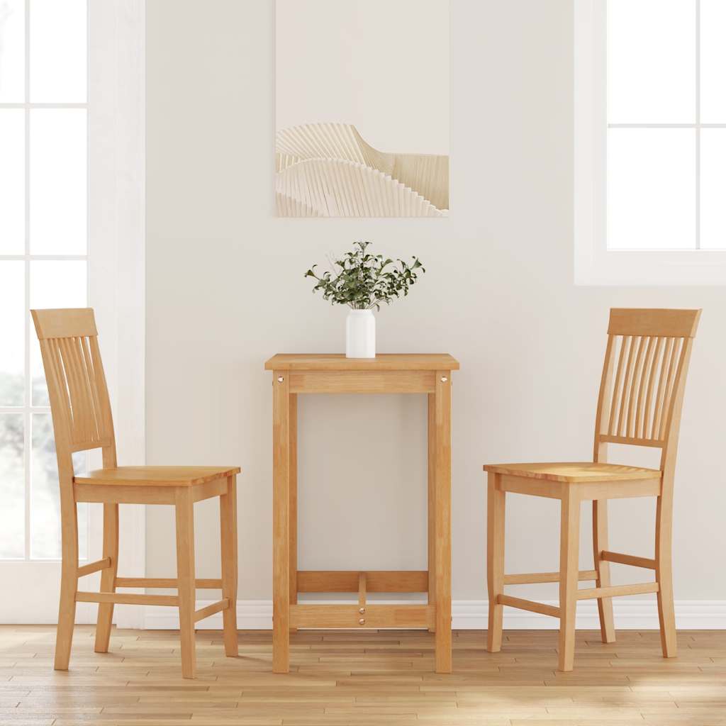 Bancos de bar 2pcs natural madeira de seringueira maciça