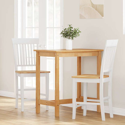 Bancos de bar 2 pcs madeira de seringueira maciça branco