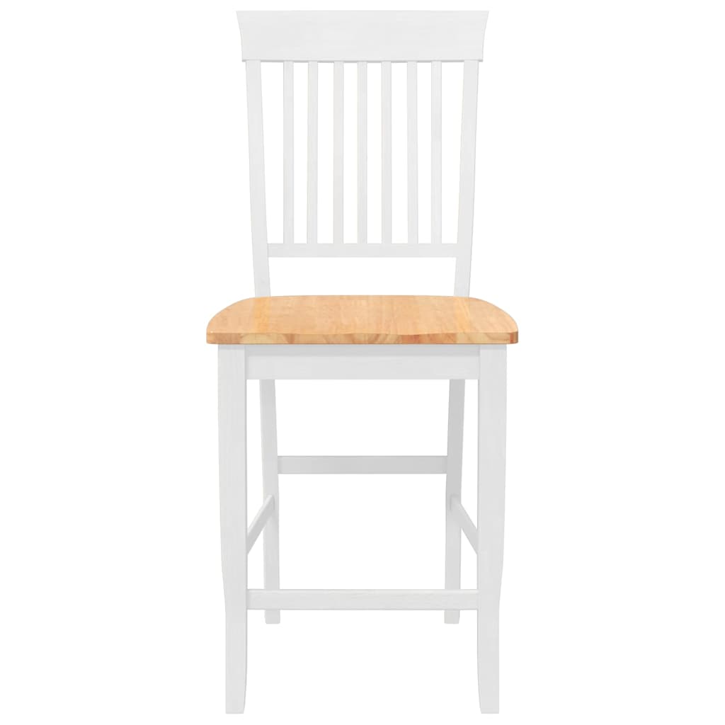 Bancos de bar 2 pcs madeira de seringueira maciça branco