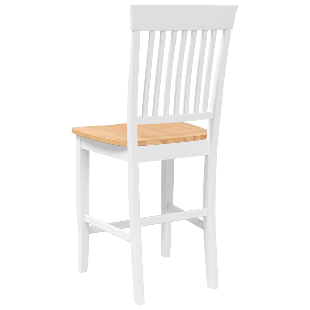 Bancos de bar 2 pcs madeira de seringueira maciça branco