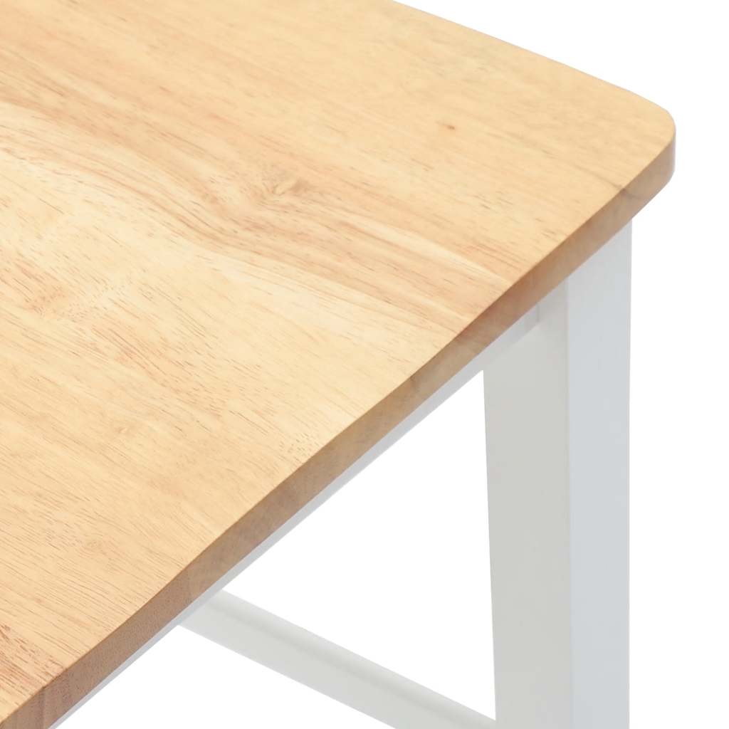 Bancos de bar 2 pcs madeira de seringueira maciça branco