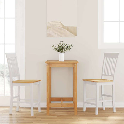 Bancos de bar 2 pcs madeira de seringueira maciça branco